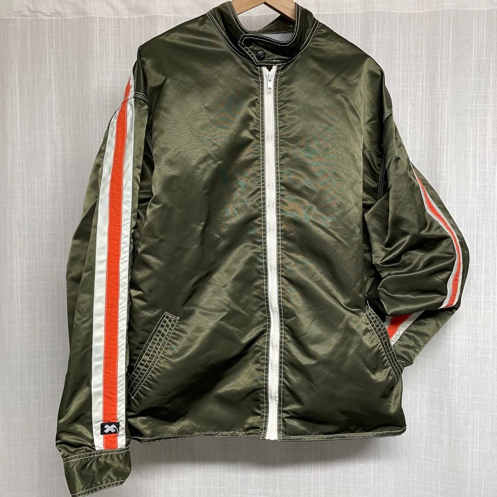 Quiksilver, surfing competition jacket, olive green + orange